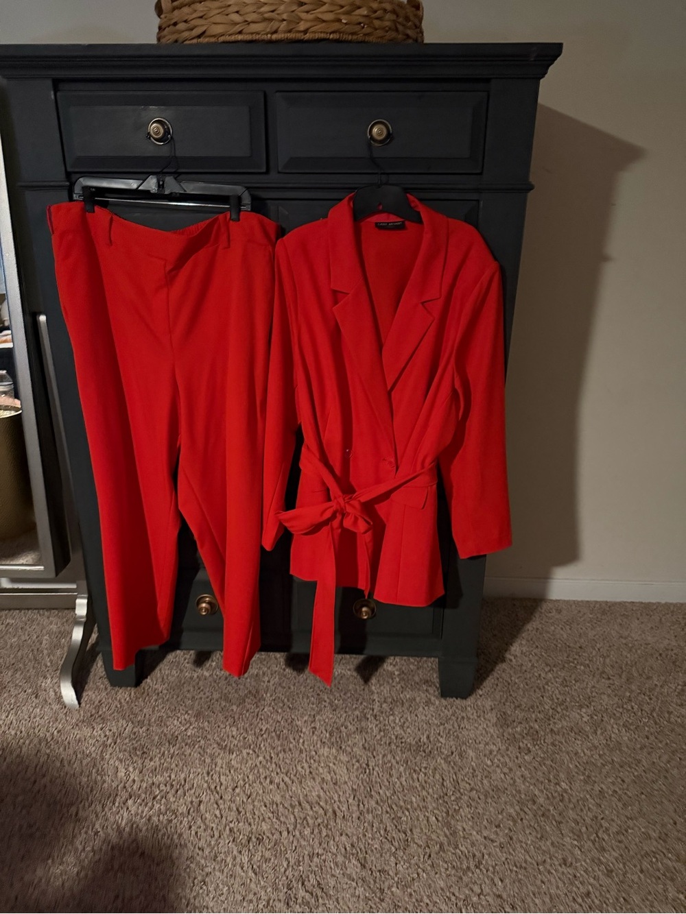 Lane Bryant Red Belted Blazer and Matching Trousers Size 22